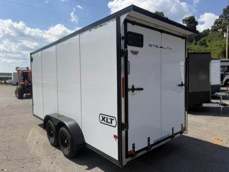 New Stealth Aluminum Enclosed 7x16 XLT Pro Series 7K- Crystal White W/ Black Trim & Wing