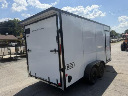 New Stealth Aluminum Enclosed 7x16 XLT Pro Series 7K- Crystal White W/ Black Trim & Wing