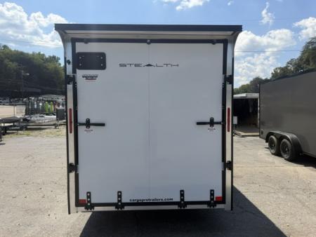 New Stealth Aluminum Enclosed 7x16 XLT Pro Series 7K- Crystal White W/ Black Trim & Wing