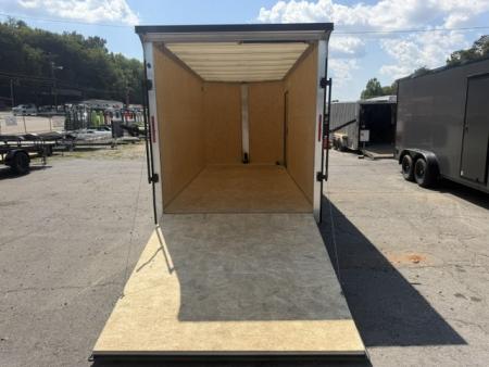 New Stealth Aluminum Enclosed 7x16 XLT Pro Series 7K- Crystal White W/ Black Trim & Wing