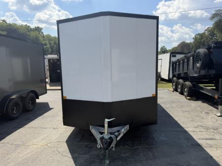 New Stealth Aluminum Enclosed 7x14 XLT Pro Series 7K- Crystal White W/ Black Trim & Wing