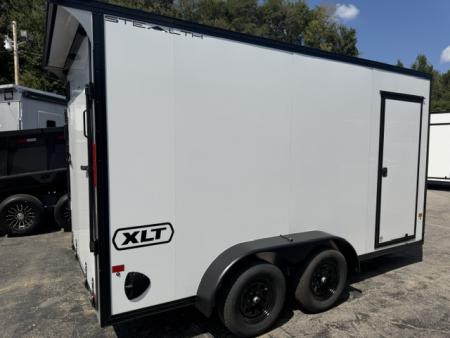 New Stealth Aluminum Enclosed 7x14 XLT Pro Series 7K- Crystal White W/ Black Trim & Wing