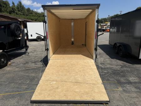 New Stealth Aluminum Enclosed 7x14 XLT Pro Series 7K- Crystal White W/ Black Trim & Wing
