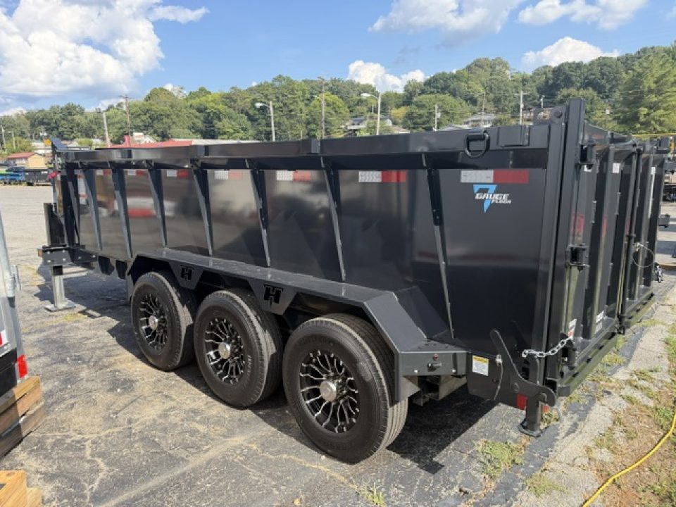 New HillCrest Dump 7x16 GN 40" 21,000 GVWR W/ Hyd Jacks & HD Tube Ramps w/ Alum wheel upgrade