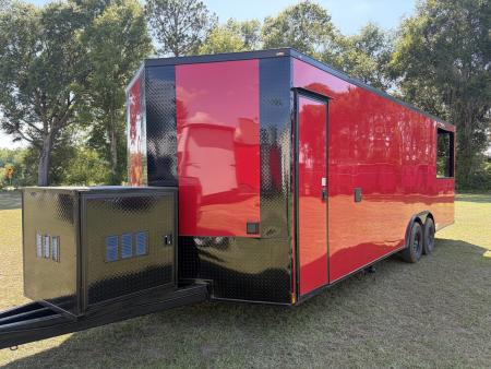 New 2026 Quality Cargo 8.5x24TA Red Porch Trailer Concession