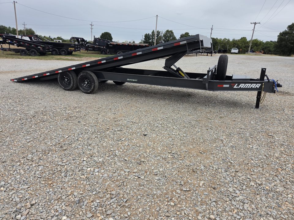 New 2027 Lamar 102X24 TANDEM 14K DECKOVER POWER TILT W/SPARE & TUFF WIRELESS