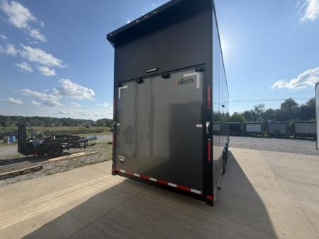 New In-Tech Lite 8.5x28 Stacker Race Trailer-18K - Charcoal W/ Black Trim , Winch, Ramp Ext, Airline Track, Black Int PKG, and Base Cabinet Dlt