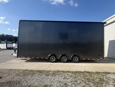 New In-Tech Lite 8.5x28 Stacker Race Trailer-18K - Charcoal W/ Black Trim , Winch, Ramp Ext, Airline Track, Black Int PKG, and Base Cabinet Dlt