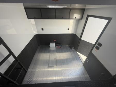 New In-Tech Lite 8.5x28 Stacker Race Trailer-18K - Charcoal W/ Black Trim , Winch, Ramp Ext, Airline Track, Black Int PKG, and Base Cabinet Dlt
