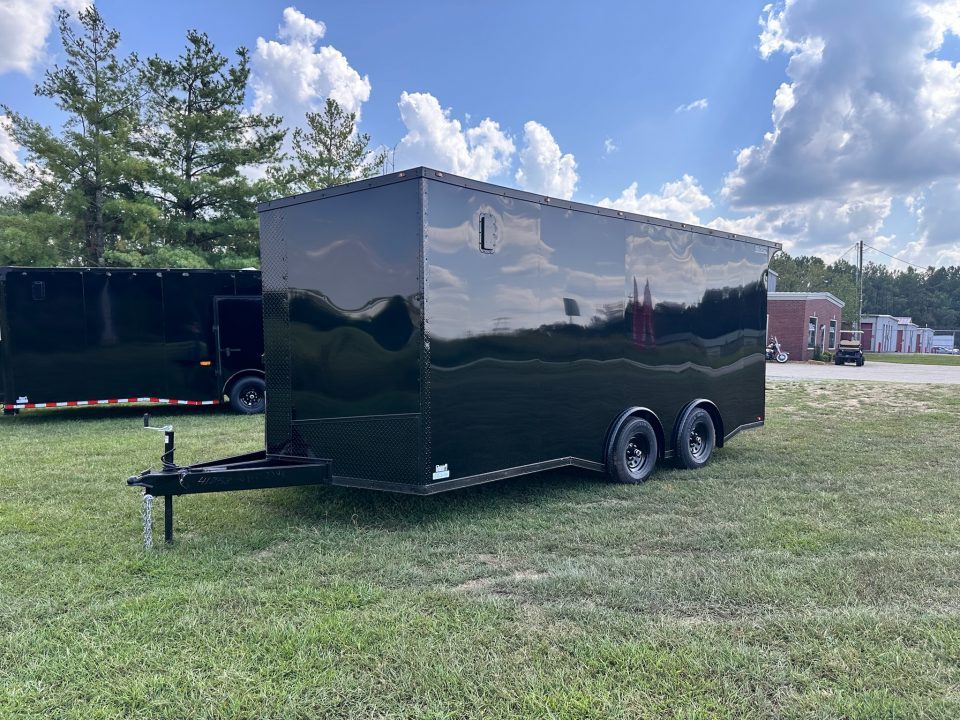 New 2027 8.5X18 Race Trailer - Finished Interior-5200LB Torsion Axle-Black Poly-Blackout