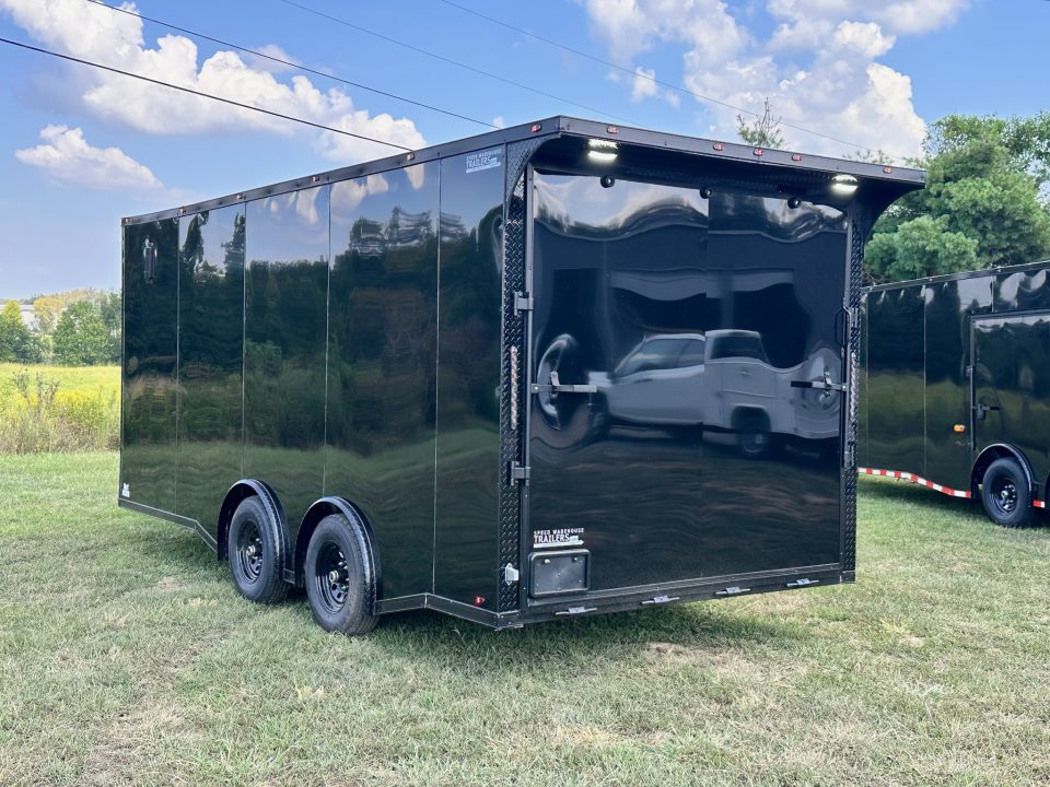 New 2027 8.5X18 Race Trailer - Finished Interior-5200LB Torsion Axle-Black Poly-Blackout