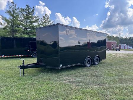 New 2027 8.5X18 Race Trailer - Finished Interior-5200LB Torsion Axle-Black Poly-Blackout