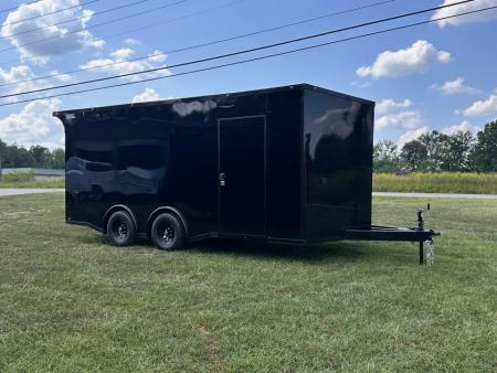 New 2027 8.5X18 Race Trailer - Finished Interior-5200LB Torsion Axle-Black Poly-Blackout