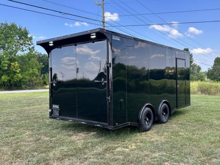 New 2027 8.5X18 Race Trailer - Finished Interior-5200LB Torsion Axle-Black Poly-Blackout