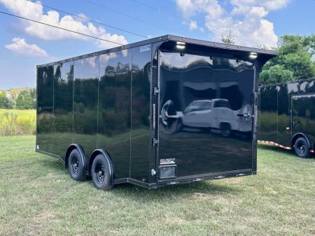 New 2027 8.5X18 Race Trailer - Finished Interior-5200LB Torsion Axle-Black Poly-Blackout