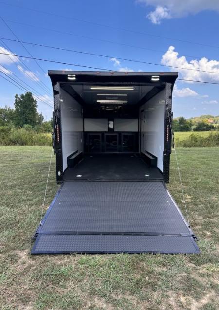 New 2027 8.5X18 Race Trailer - Finished Interior-5200LB Torsion Axle-Black Poly-Blackout