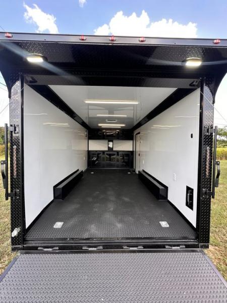 New 2027 8.5X18 Race Trailer - Finished Interior-5200LB Torsion Axle-Black Poly-Blackout