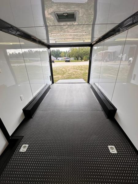 New 2027 8.5X18 Race Trailer - Finished Interior-5200LB Torsion Axle-Black Poly-Blackout