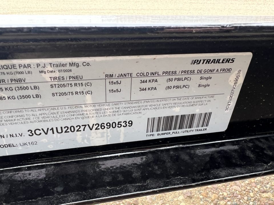 New 2027 PJ Trailers 16' Utility UK Utility Trailer