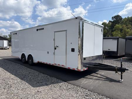 New 2027 Spartan 28'  Pro-Series  - BATHROOM Race Trailer, PolyCor, 7'4  Interior, 12K GVWR Torsion Spread Axles, A/C, Rubber Coin PKG