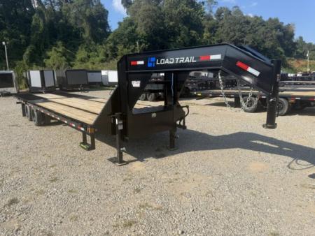 New Load Trail Gooseneck 102x32 Hydraulic Dovetail 24K Black W/ Raised Neck, Pipe Bridge, 17.5/16P & 12' Tail W/ Cleats