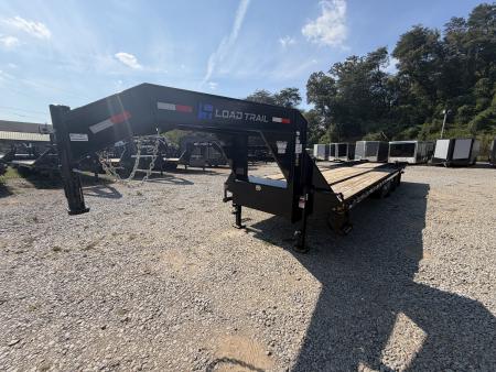 New Load Trail Gooseneck 102x32 Hydraulic Dovetail 24K Black W/ Raised Neck, Pipe Bridge, 17.5/16P & 12' Tail W/ Cleats