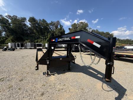 New Load Trail Gooseneck 102x32 Hydraulic Dovetail 24K Black W/ Raised Neck, Pipe Bridge, 17.5/16P & 12' Tail W/ Cleats