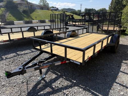 New 2027 Down 2 Earth DTE7614G29 Utility Trailer 76x14 TUBE RAIL ,FLIP UP JACK & FOLD FLAT GATE