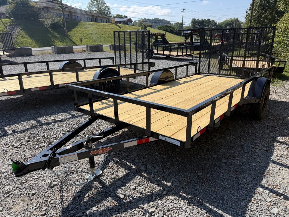 New 2027 Down 2 Earth DTE7614G29 Utility Trailer 76x14 TUBE RAIL ,FLIP UP JACK & FOLD FLAT GATE