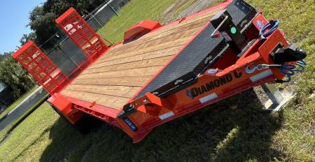 New 2027 Diamond C LPX208 EQUIPMENT TRAILER; SLIPPER ROLLER SUSPENSION; ABS BRAKES; FORK HOLDERS; 15K SIMOL 2 SPEED JACK