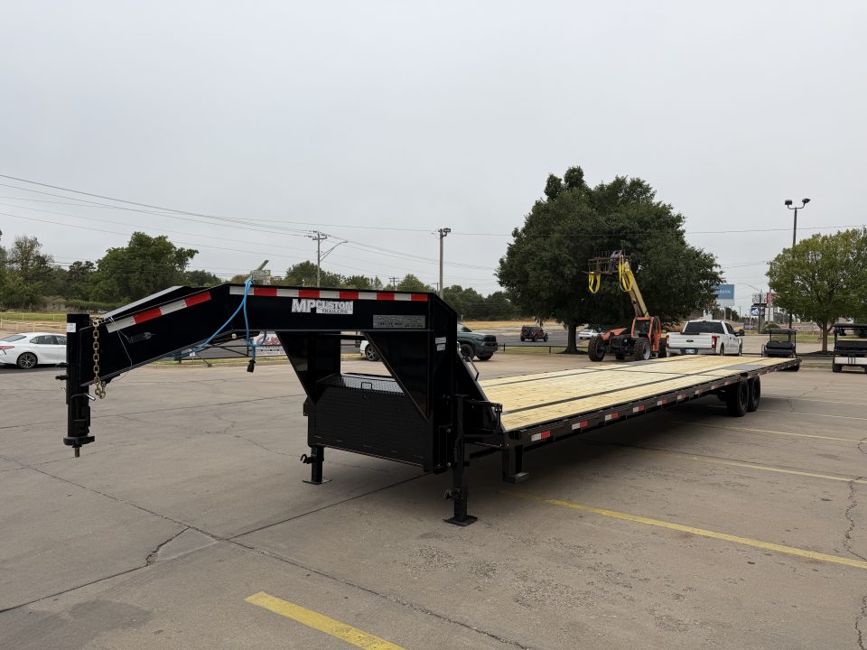 New 2026 MP CUSTOM 40 X 102 TANDEM AXLE 14K FLATBED GOOSENECK W/ SLIDE IN RAMPS