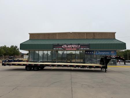 New 2026 MP CUSTOM 40 X 102 TANDEM AXLE 14K FLATBED GOOSENECK W/ SLIDE IN RAMPS