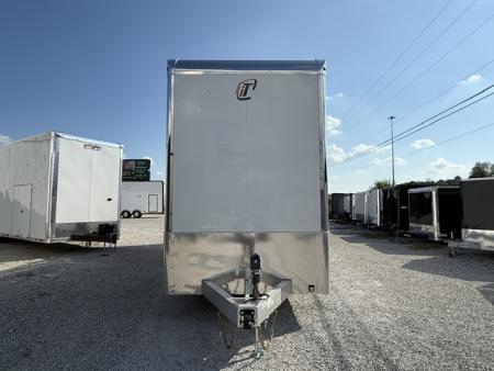 New In-Tech Lite 8.5x32 Stacker Race Trailer-21K - White W/ L Base Cabinet, Air-Line Track, Tool Drawers, & Fold Up Table