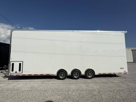 New In-Tech Lite 8.5x32 Stacker Race Trailer-21K - White W/ L Base Cabinet, Air-Line Track, Tool Drawers, & Fold Up Table