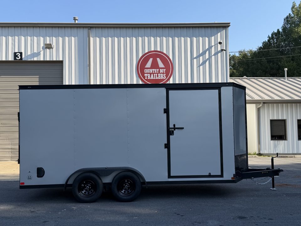 New 2027 Covered Wagon 7X16 Enclosed, Inside Height 7', Black Trim