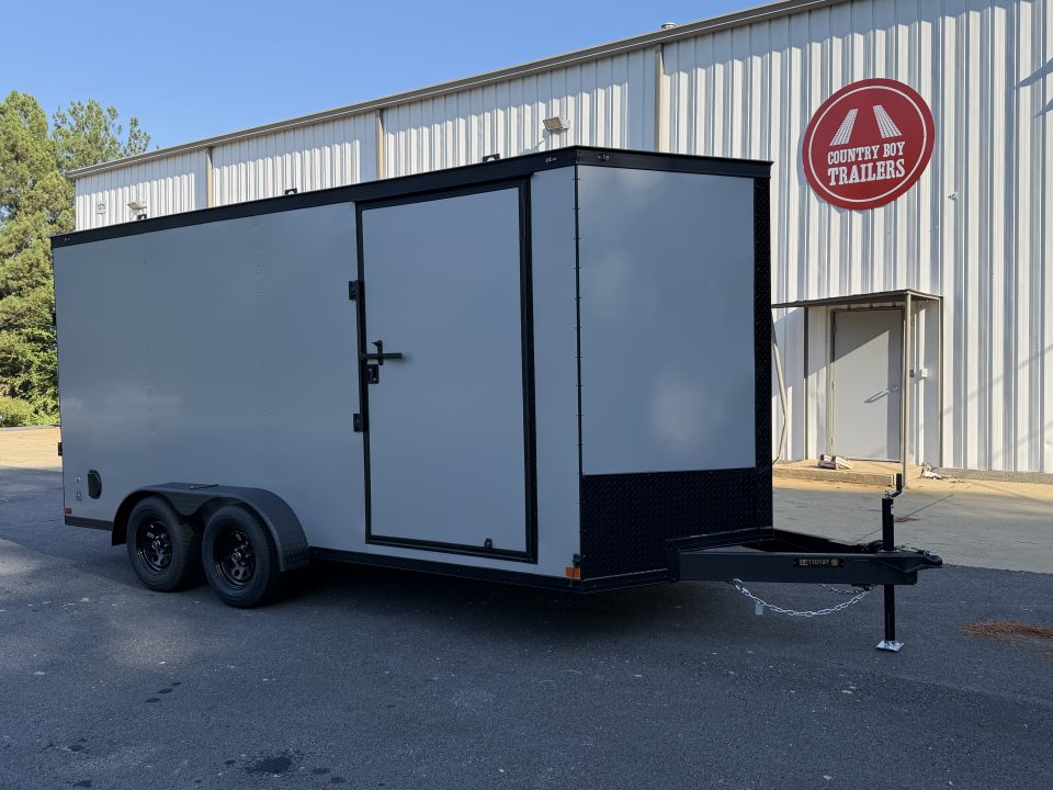 New 2027 Covered Wagon 7X16 Enclosed, Inside Height 7', Black Trim