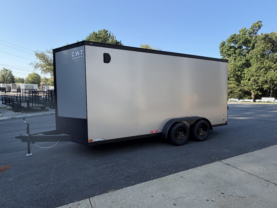 New 2027 Covered Wagon 7X16 Enclosed, Inside Height 7', Black Trim