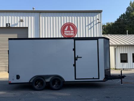 New 2027 Covered Wagon 7X16 Enclosed, Inside Height 7', Black Trim