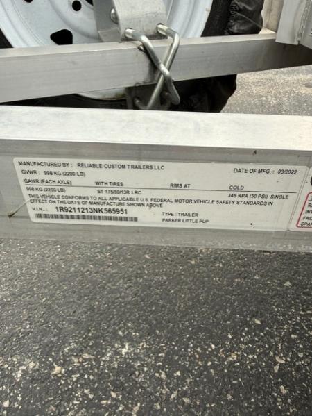 Used 2022 RELIABLE PARKER PUP 6X12 Utility Trailer