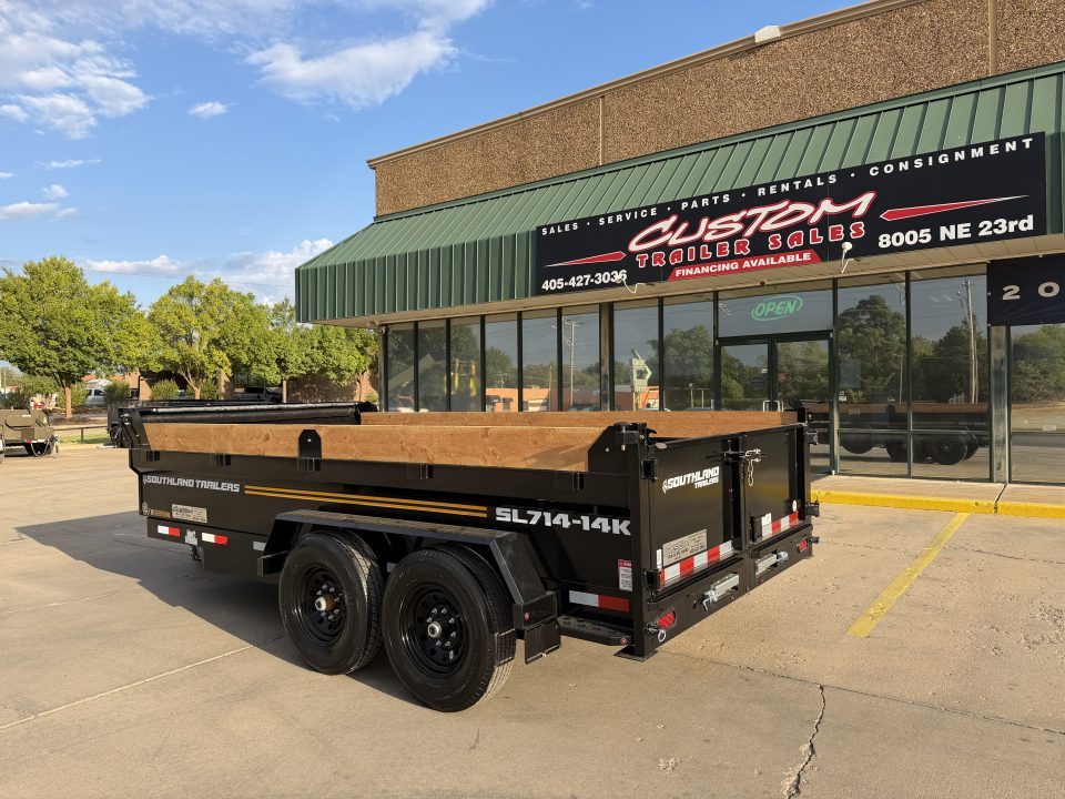 New #173350 2027 SOUTHLAND SL714 14 X 83 TANDEM AXLE 14K BUMPER PULL DUMP W/ SPARE TIRE