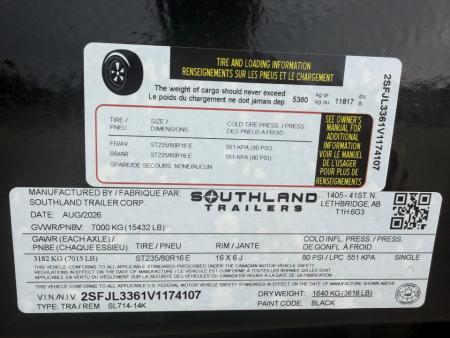 New #174107 2027 SOUTHLAND SL714 14 X 83 TANDEM AXLE 14K BUMPER PULL DUMP W/ SPARE TIRE