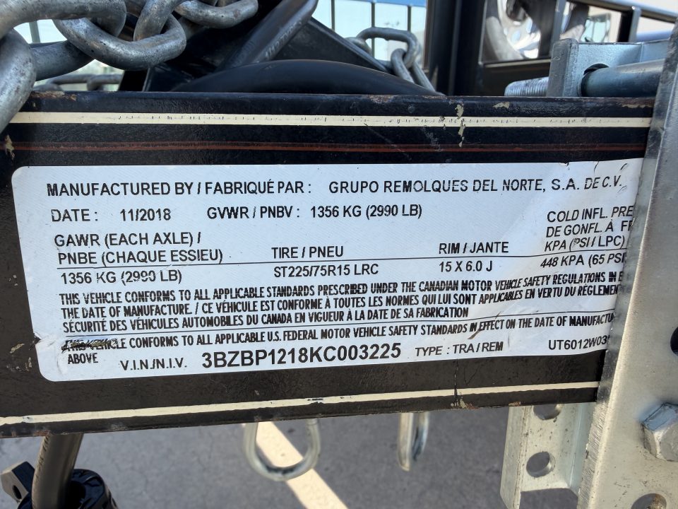 Used #003225 USED 2019 GR TRAILERS 12 X 70 SINGLE AXLE PIPE TOP UTILITY TRAILER W/ REAR RAMP GATE