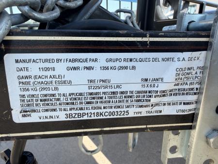 Used #003225 USED 2019 GR TRAILERS 12 X 70 SINGLE AXLE PIPE TOP UTILITY TRAILER W/ REAR RAMP GATE