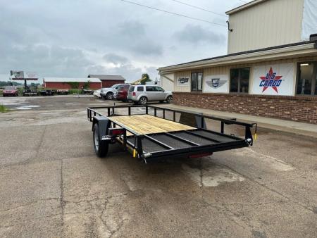New 2027 AMO 6.4X14 3k LED & Spring Assist Fold Flat Gate Landscape Trailer