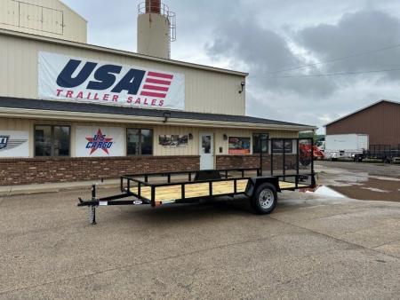 New 2027 AMO 6.4X14 3k LED & Spring Assist Fold Flat Gate Landscape Trailer