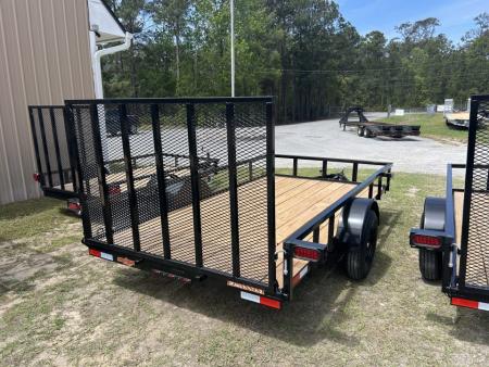 New 2027 Down 2 Earth Trailers 76X12 Utility Trailer, with Tube Top Rail & Spring assist Gate