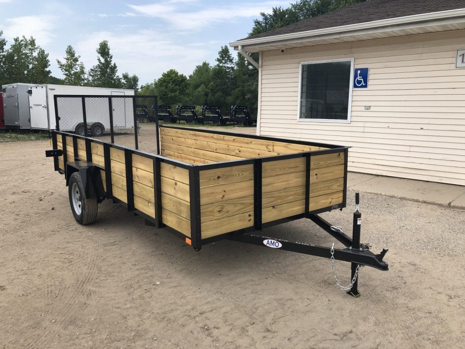 New 2027 AMO 6.4X14 Woodside w/ LED Lights and Spring Assist Landscape Trailer