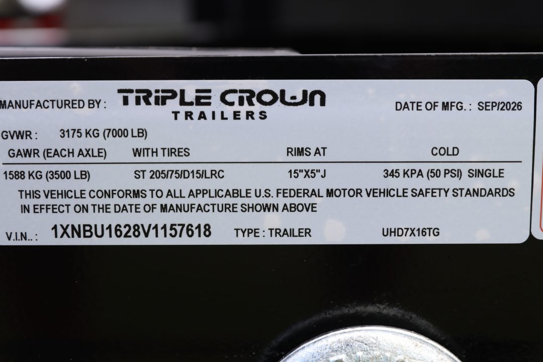 New 2027 7X16 Triple Crown UTILITY TRAILER