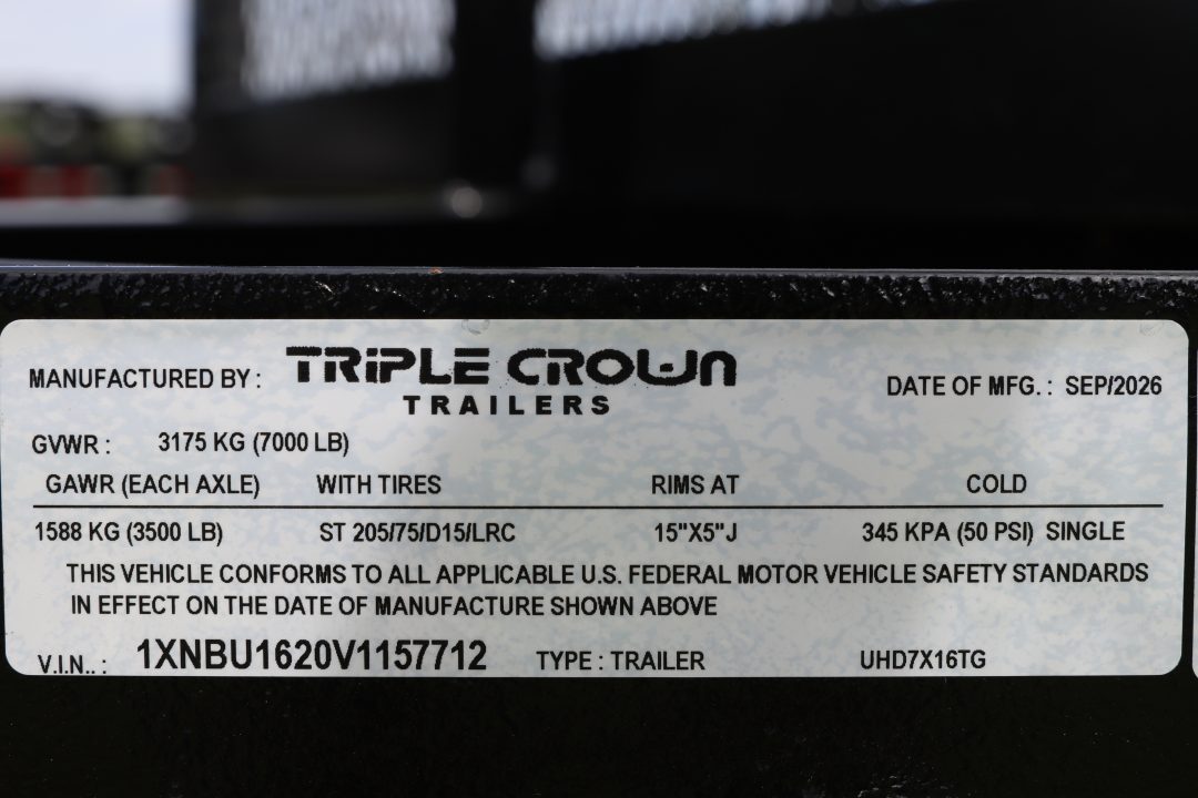 New 2027 7X16 Triple Crown UTILITY TRAILER