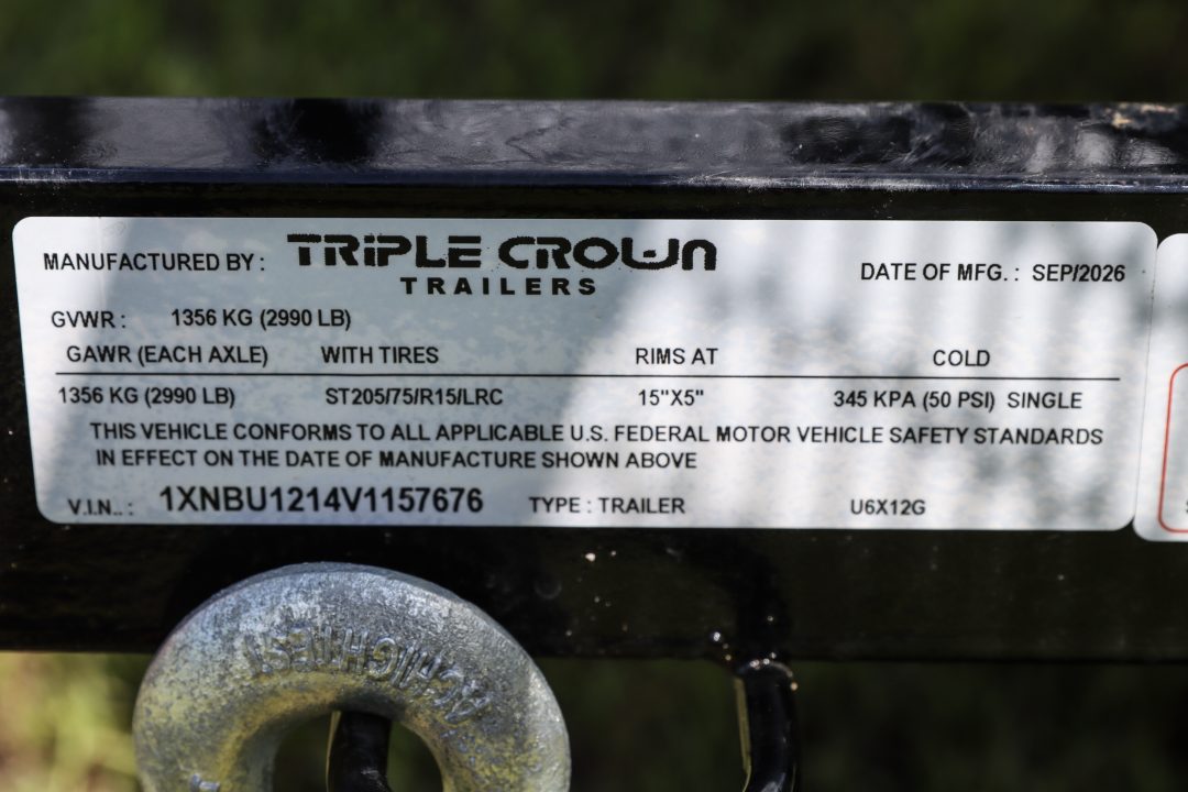 New 2027 6X12 Triple Crown Utility Trailer